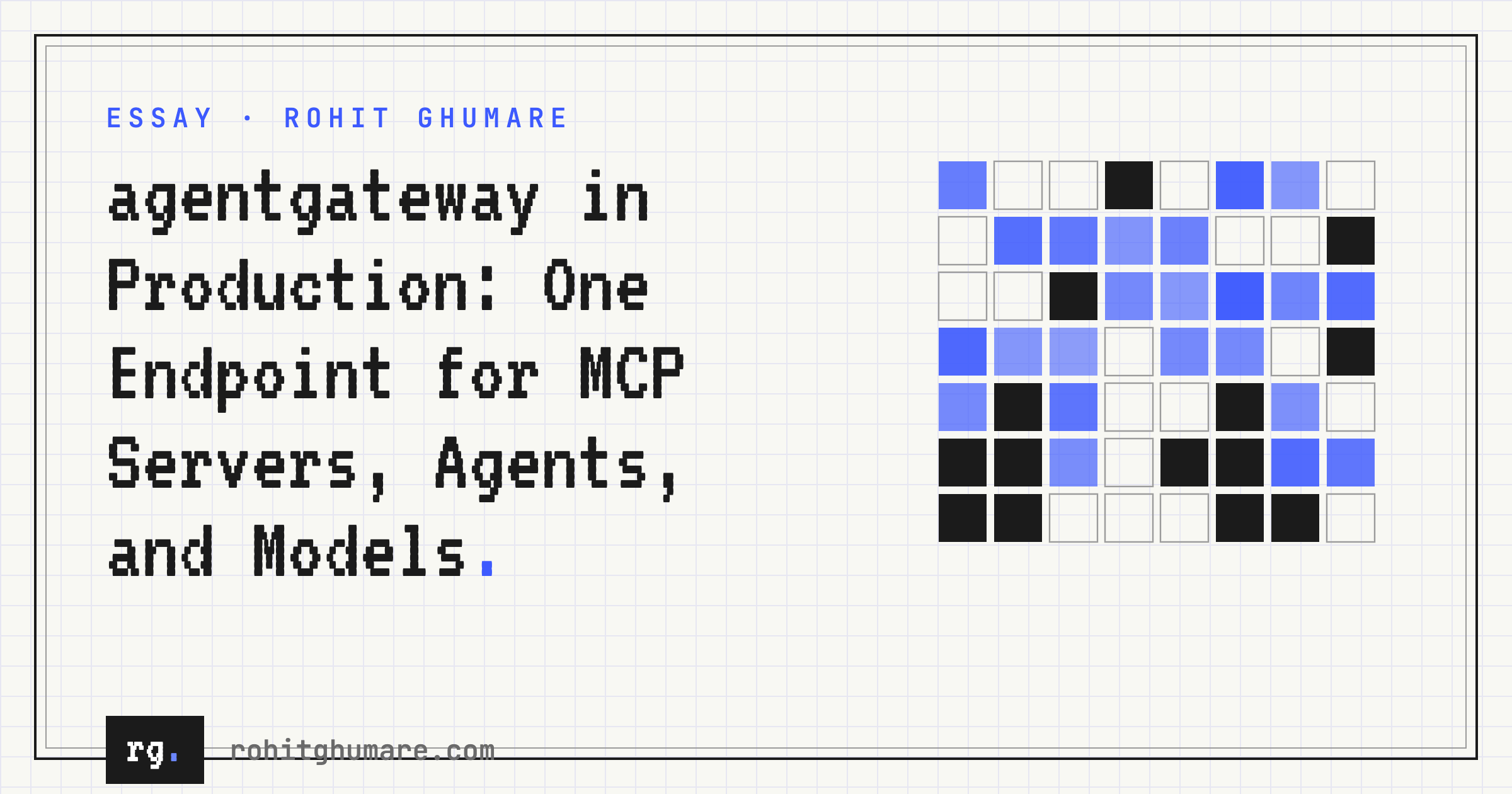 rohitghumare.com — Build one agentgateway setup step by step, from the first MCP call to production, and…